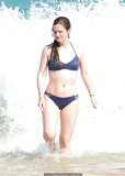 Bonnie Wright in blue bikini on a beach in Sydney - 12 April, 2016