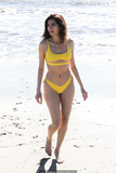 Blanca Blanco underboobs in yellow bikini on a beach in Malibu - January 22,