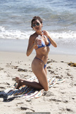 Blanca Blanco in blue bikini on the beach in Malibu - October 12, 2019