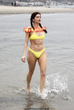 Blanca Blanco in yellow bikini at the beach in Malibu - April 30, 2019