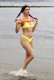 Blanca Blanco in yellow bikini at the beach in Malibu - April 30, 2019