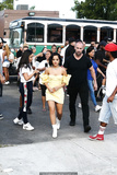 Becky G in yellow dress on the set of a music video in Miami - July 30, 2019