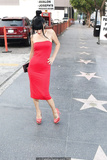 Bai Ling sexy in red tight dress