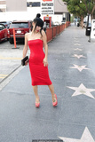 Bai Ling sexy in red tight dress