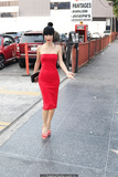 Bai Ling sexy in red tight dress