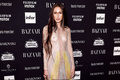 Anna Cleveland braless in see through dress at Harper’s Bazaar Icons party at