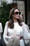 Angelina Jolie hard nipples in white dress in Paris - July 08, 2019