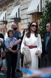 Angelina Jolie hard nipples in white dress in Paris - July 08, 2019