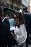 Angelina Jolie hard nipples in white dress in Paris - July 08, 2019