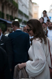 Angelina Jolie hard nipples in white dress in Paris - July 08, 2019