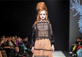 Redhead Anette Maria Rennit braless in see through top and dress runway photos