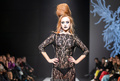 Redhead Anette Maria Rennit braless in see through top and dress runway photos