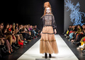 Redhead Anette Maria Rennit braless in see through top and dress runway photos