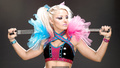 Blonde Alexa Bliss sexy for Mike Marques Harley Quinn photoshoot for WWE