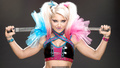 Blonde Alexa Bliss sexy for Mike Marques Harley Quinn photoshoot for WWE