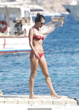 Alessandra Ambrosio in red bikini at the beach in Mykonos - July 20, 2019