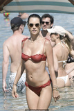 Alessandra Ambrosio in red bikini at the beach in Mykonos - July 20, 2019