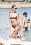 Alessandra Ambrosio in red bikini at the beach in Mykonos - July 20, 2019