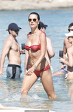 Alessandra Ambrosio in red bikini at the beach in Mykonos - July 20, 2019