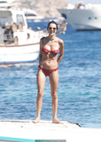 Alessandra Ambrosio in red bikini at the beach in Mykonos - July 20, 2019