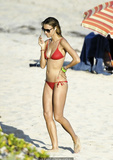 Aleksandra Nikolic Melnichenko sexy in red bikini in St Barth