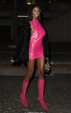 Leomie Anderson in pink mini dress at Bankside Hotel in London - December 09,