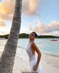 Bella Hadid braless in see through top at the beach in St. Barts - December 08,