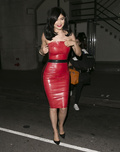 Kylie Jenner in a Red Latex Dress (42 Photos)