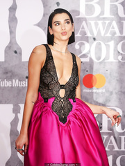 Dua Lipa sexy cleavage at 39th BRIT Awards 2019 at The O2 Arena in London -