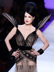 Dita Von Teese braless in see through dress