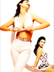 Claudia Koll sexy legs and cleavage in Boss Magazine, January 1998