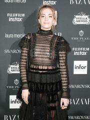 Chelsea Leyland braless in see through dress at Harper’s Bazaar Icons party