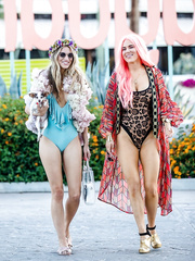 Rachel McCord and CJ Perry arriving at Coachella Valley Music and Arts Festival