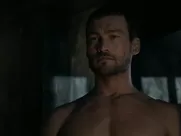 Brutal man makes movie star Katrina Law sweat waiting for fucking in TV series Spartacus naked sex scenes