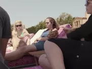 Lady Gaga dares to give outdoor interview with naked tits in Gaga five Foot two (2017) mainstream cinema unsimulated sex