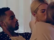 Steamy girls Tru Collins and Hayley Kiyoko have a threesome in explicit sex scene softcore sex scene