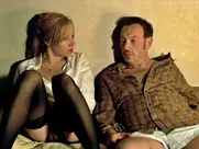 Birgit Minichmayr hot stockings spreading legs scene in Der Knochenmann (2008)