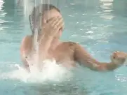 Nude girls in a pool - skinny dipping