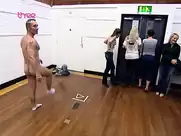 Nude catwalk on podium