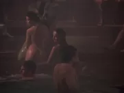 Group nude in mixed spa